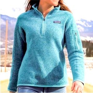 Patagonia Teal Women's Better Sweater 1/4 Zip
Knitted Fleece Pullover - large